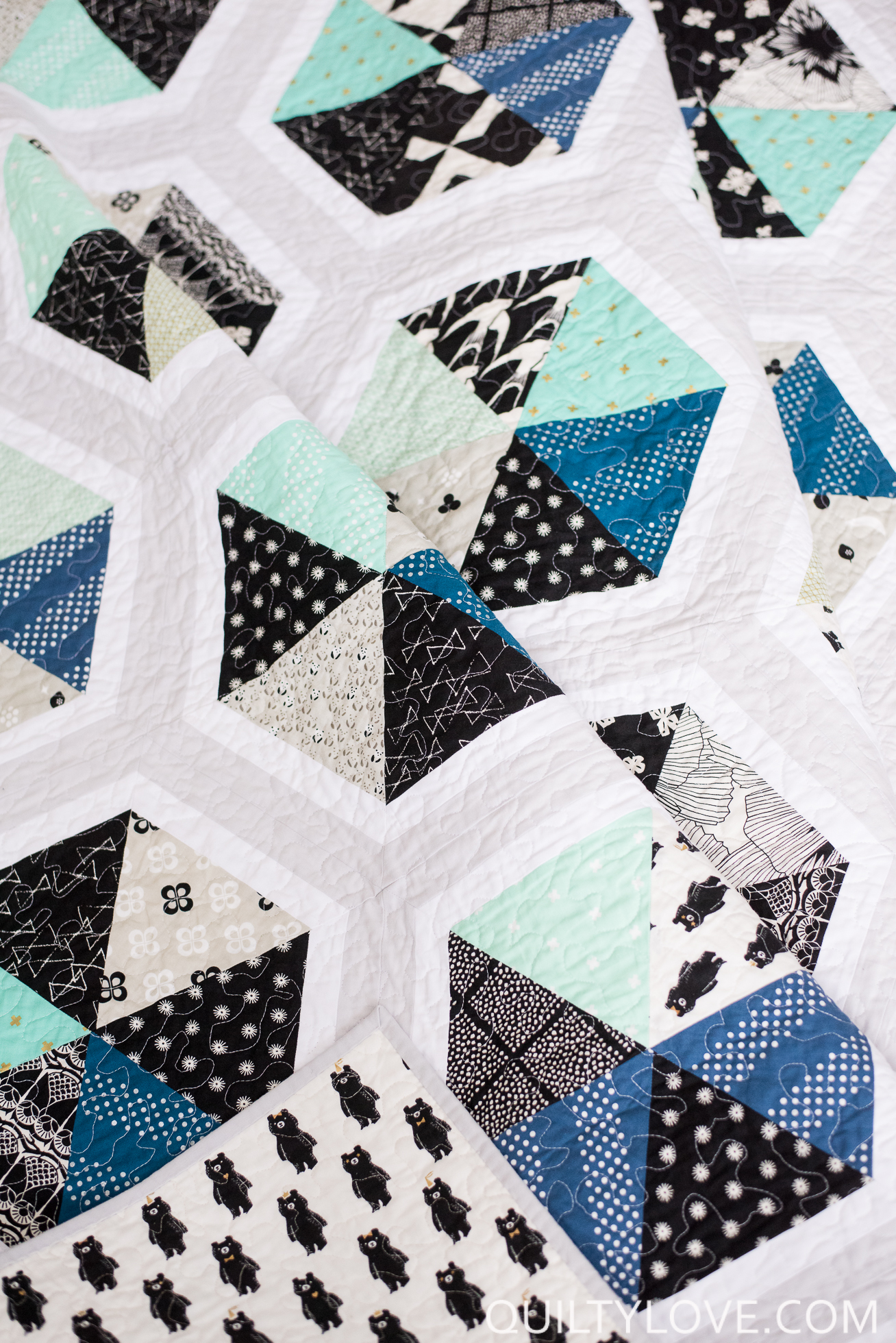 Cotton and Steel Trianlge Hexies Quilt