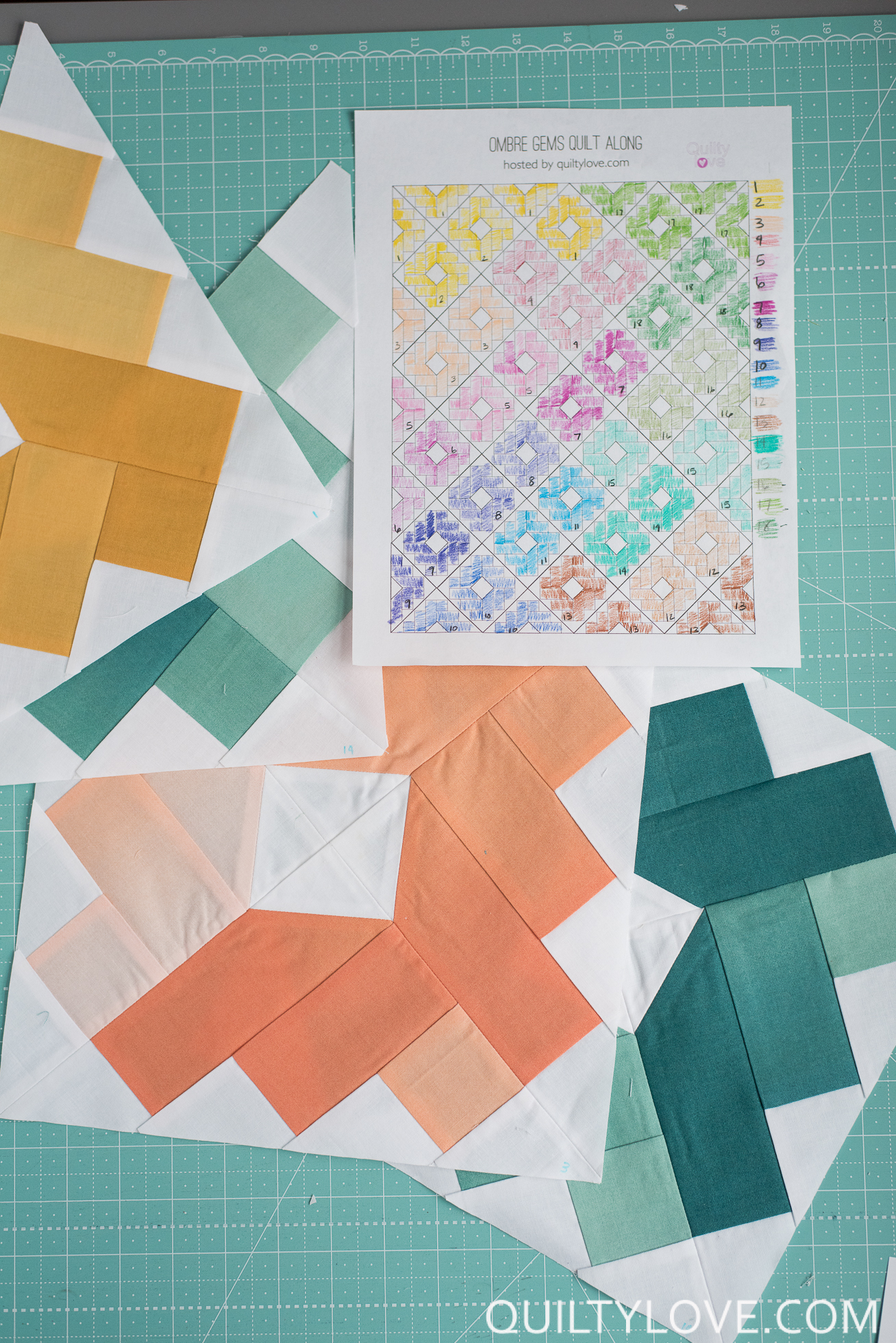 ombre gems quilt along