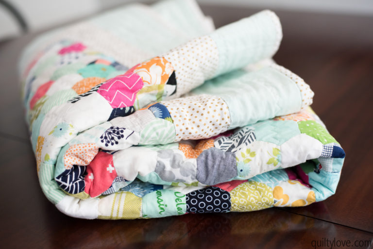 Hand Pieced Hexie Quilt the one that took over a year Quilty Love