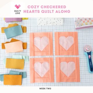 It’s week 2 of the #cozycheckeredheartsqal  This week we are moving on to our heart blocks.  Hopefully you have a good start or are finished with your nine patch blocks.
⠀⠀⠀⠀⠀⠀⠀⠀⠀
I like to chain piece my blocks a row at at time.  I’m finding that they are going together pretty quickly that way. 
⠀⠀⠀⠀⠀⠀⠀⠀⠀
I’ve made good progress on my solids version but haven’t gotten far on my scrappy version.  I’m hoping to work on that today. 
⠀⠀⠀⠀⠀⠀⠀⠀⠀
Thank you to everyone participating.  The Etsy gift card winner this week is @stacymakesquilts.  Be sure to post your progress to the QAL hashtag this week for a chance to win next week.
⠀⠀⠀⠀⠀⠀⠀⠀⠀
Quilt pattern - Cozy Checkered Hearts - in the shop
Fabrics - Art Gallery Pure Solids
⠀⠀⠀⠀⠀⠀⠀⠀⠀
#quiltylove #cozycheckeredheartsquilt #heartquilt