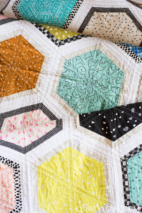 Triangle Hexies The cotton and Steel one Quilty Love