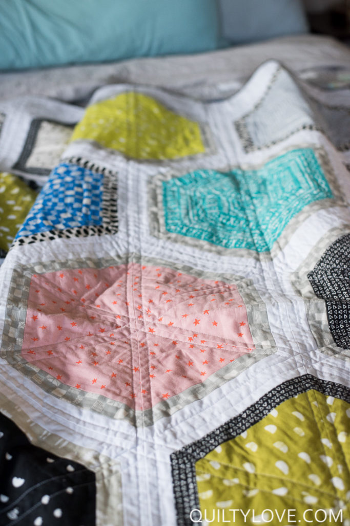 Triangle Hexies The cotton and Steel one Quilty Love