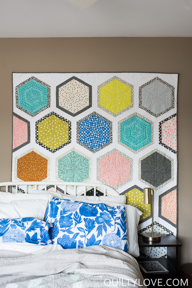 Cotton and Steel Triangle Hexies quilt pattern