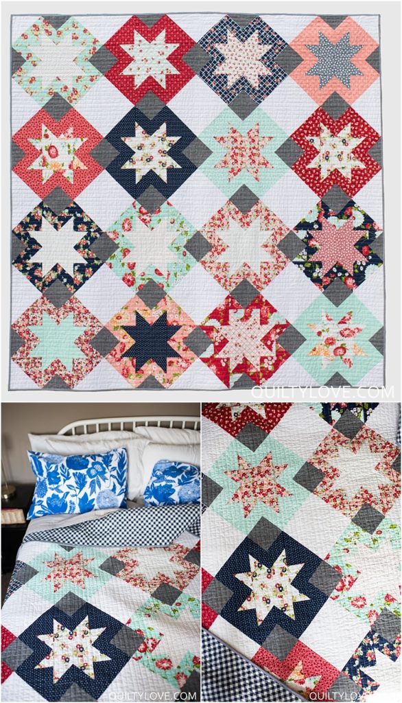 North Star Quilt _ A sawtooth star quilt pattern Quilty Love