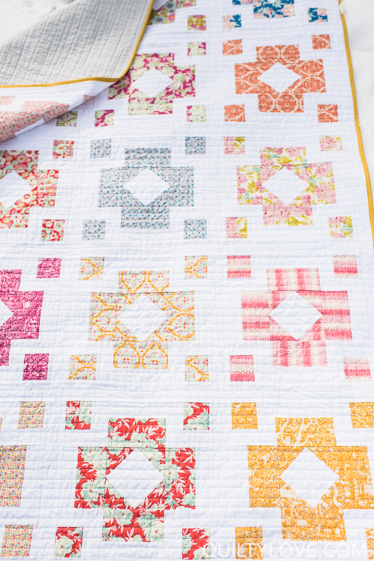 Diamond Lanterns quilt pattern using Tilda fabrics
