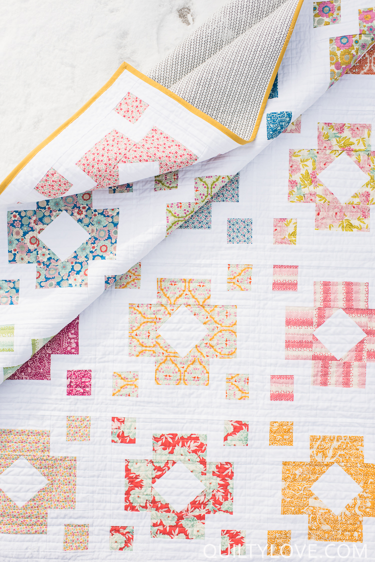 Diamond Lanterns quilt pattern using Tilda fabrics