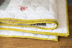 chicken quilt yellow quilt binding
