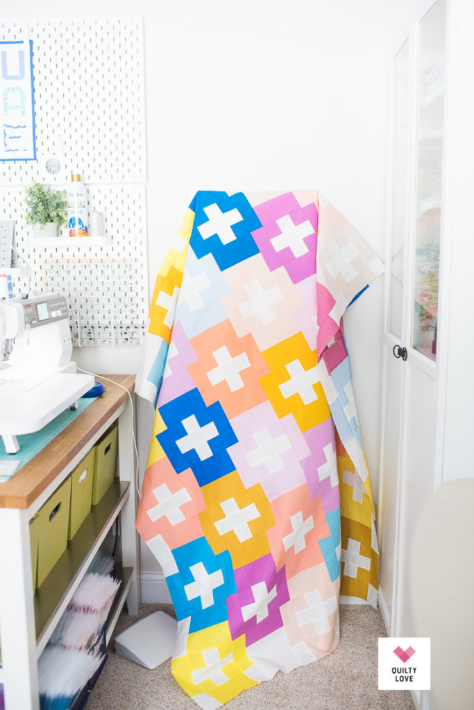 Plus and Minus quilt pattern-The bright solids one - Quilty Love
