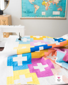 Plus and Minus quilt pattern-The bright solids one - Quilty Love