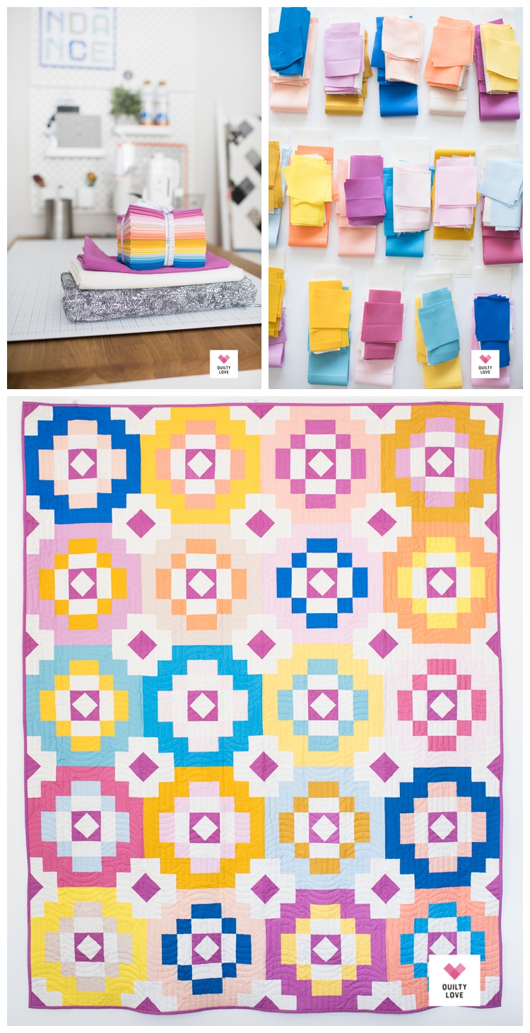 Southwest Sunshine quilt pattern by Emily of quiltylove.com. Modern solids quilt pattern.