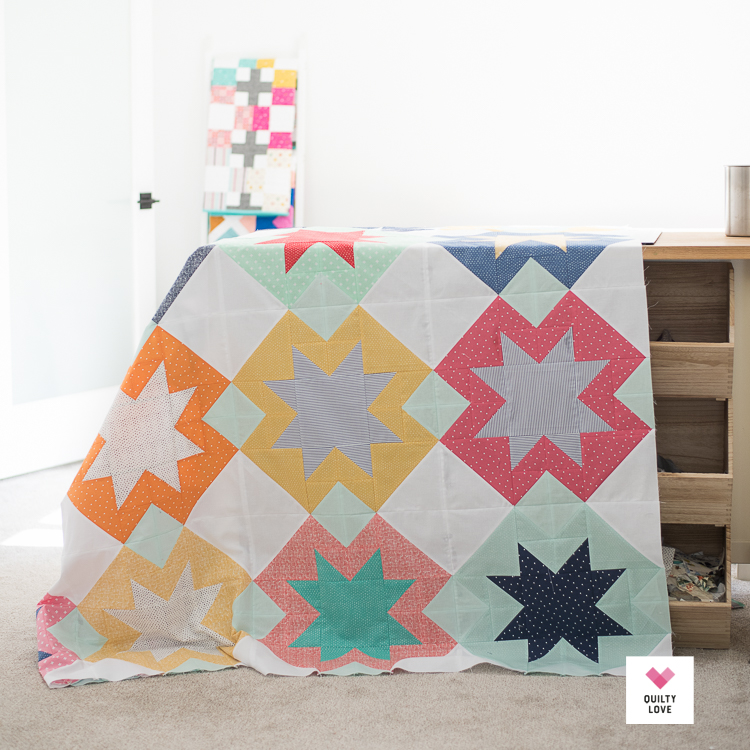 North Star quilt top in Dear Stella fabric