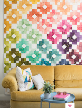 Confetti Ombre Gems quilt as a wall quilt