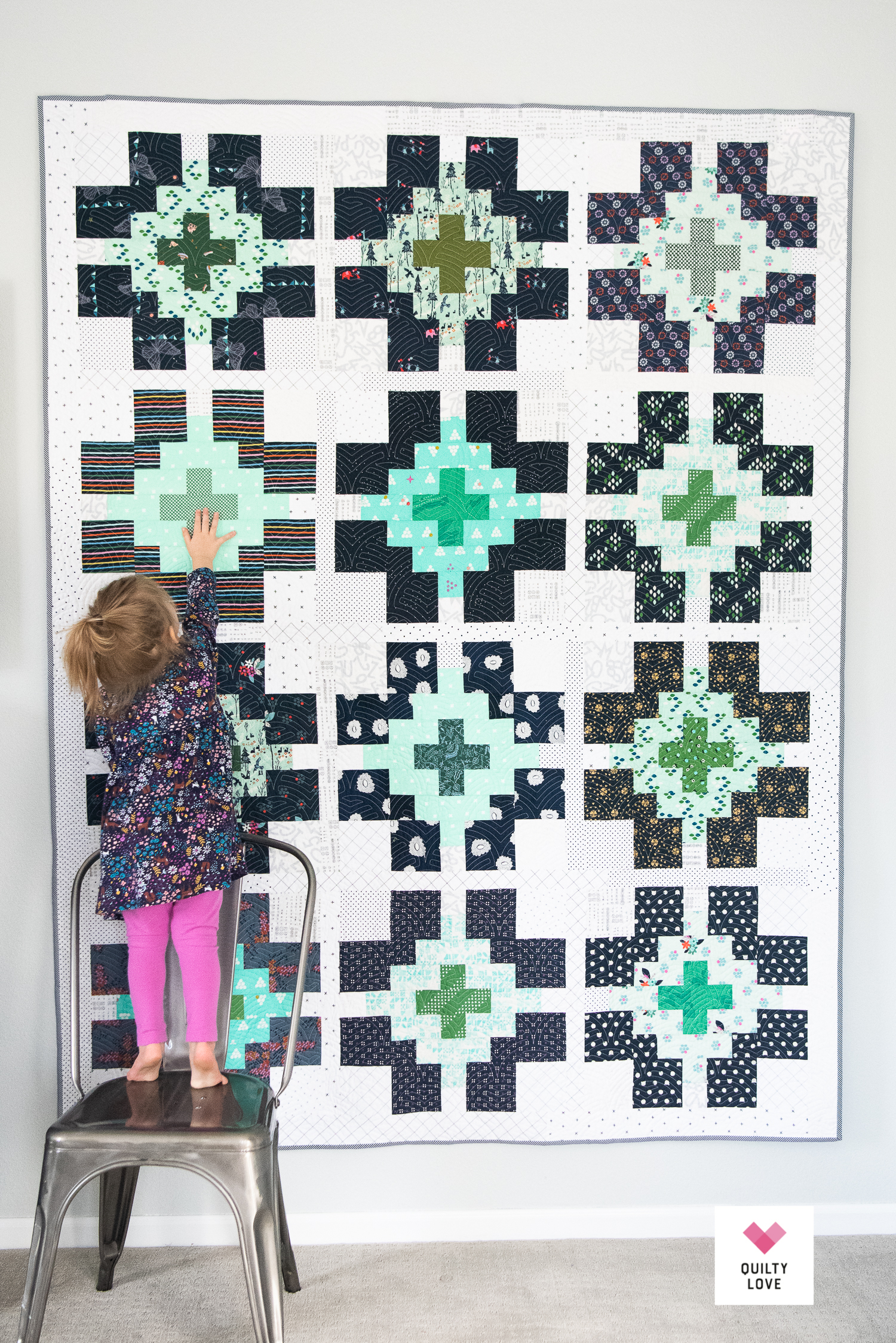 Scrappy Glowing quilt by Emily of Quilty Love