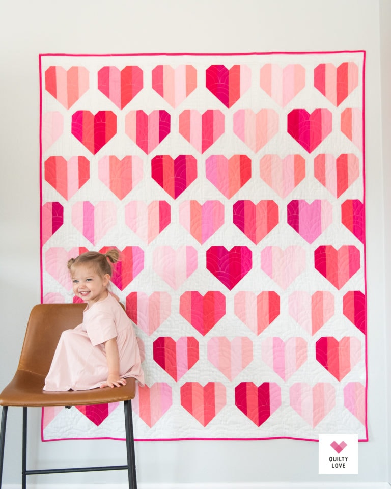 Patchwork Hearts Quilt Pattern - Scrappy heart quilt - Quilty Love