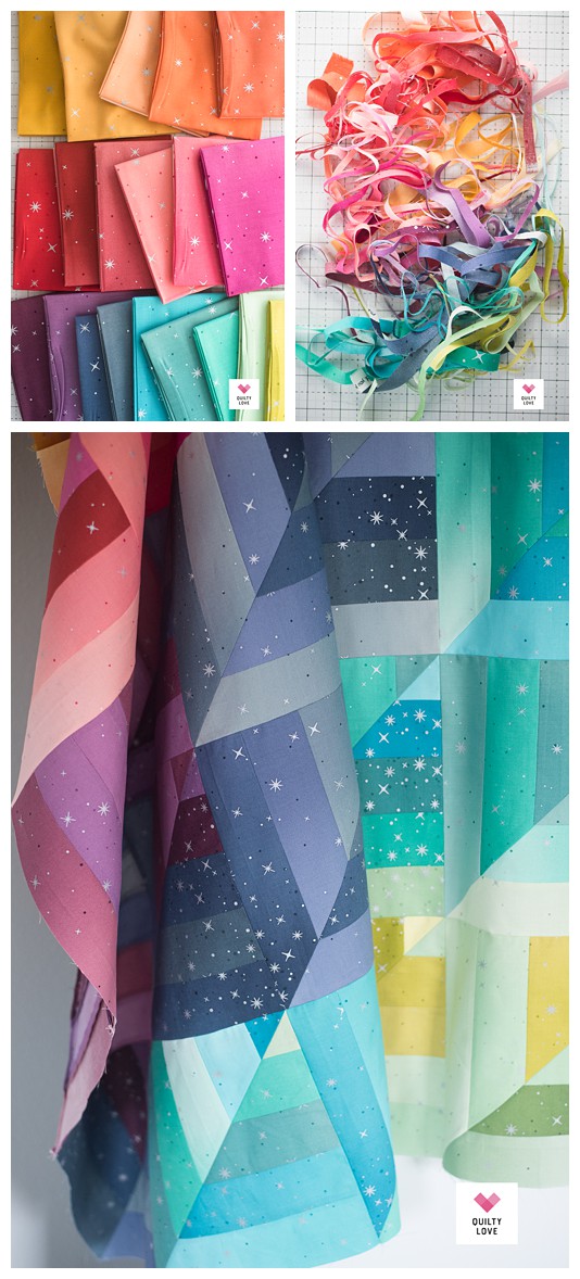 Rainbow Ombre Lucky Log Cabins quilt Quilty Love