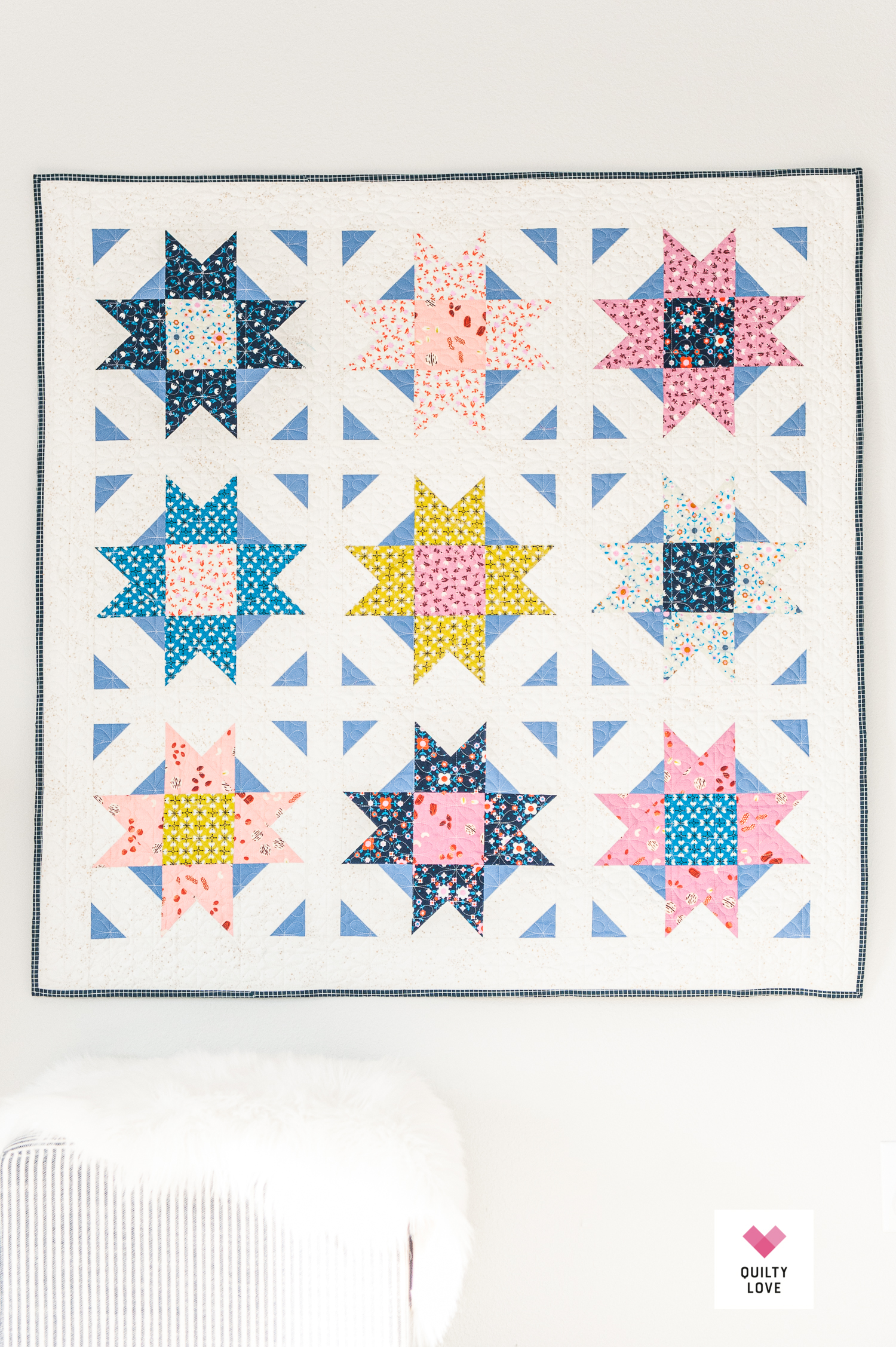 Heart Gems Quilt Kit - Ruby Star Society Basics - Speckled background