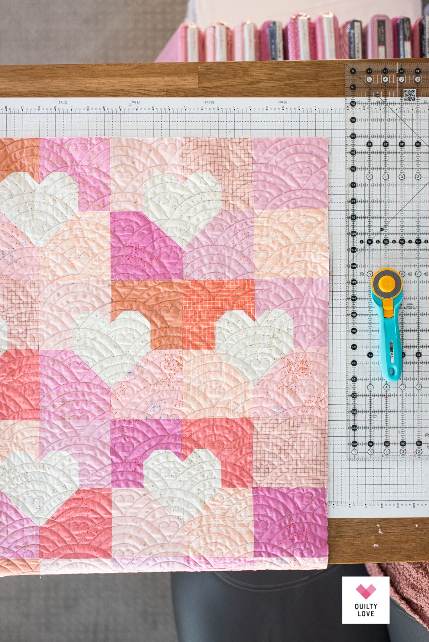 Scrappy Patchwork Hearts Quilt - Quilty Love