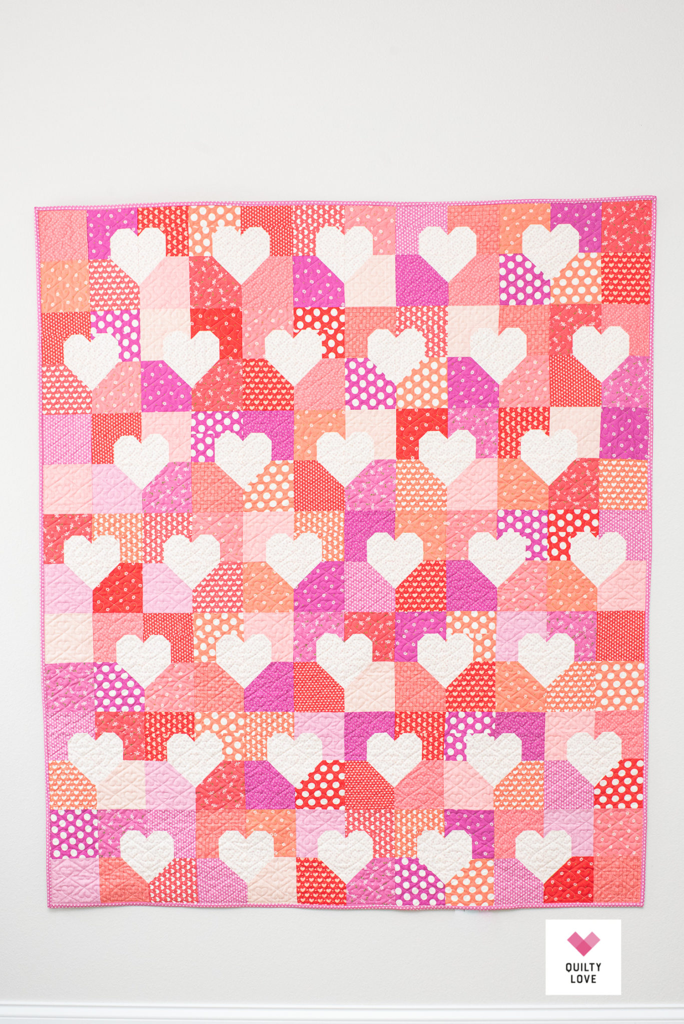 Patchwork Hearts Quilt Pattern Scrappy heart quilt Quilty Love