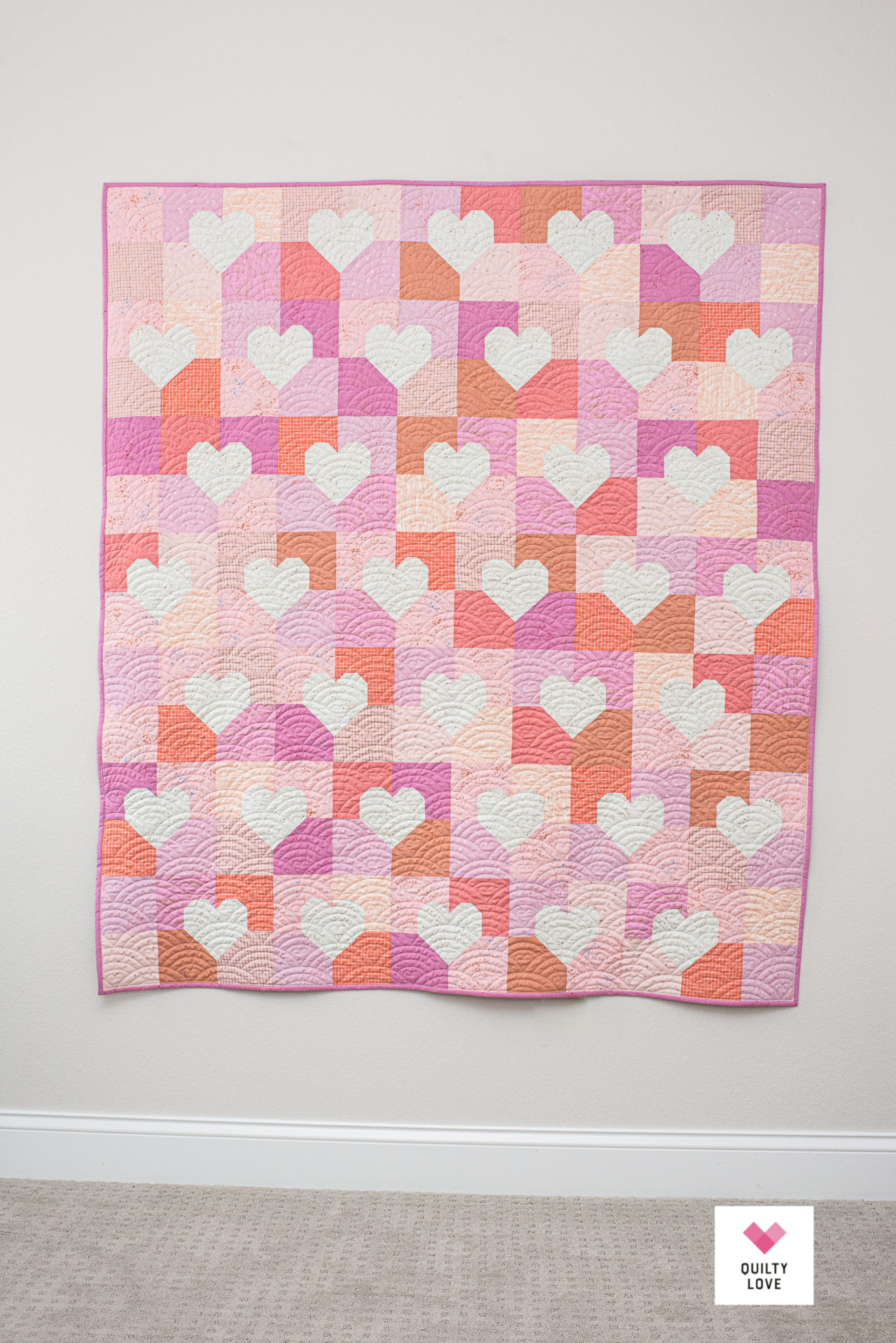 Scrappy Patchwork Hearts Quilt - Quilty Love