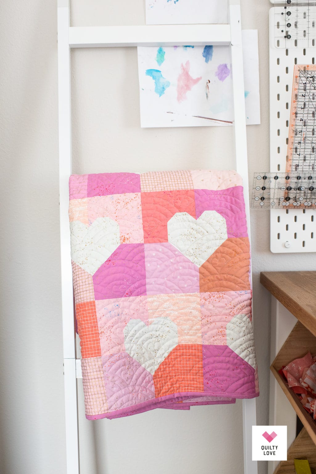 Scrappy Patchwork Hearts Quilt - Quilty Love