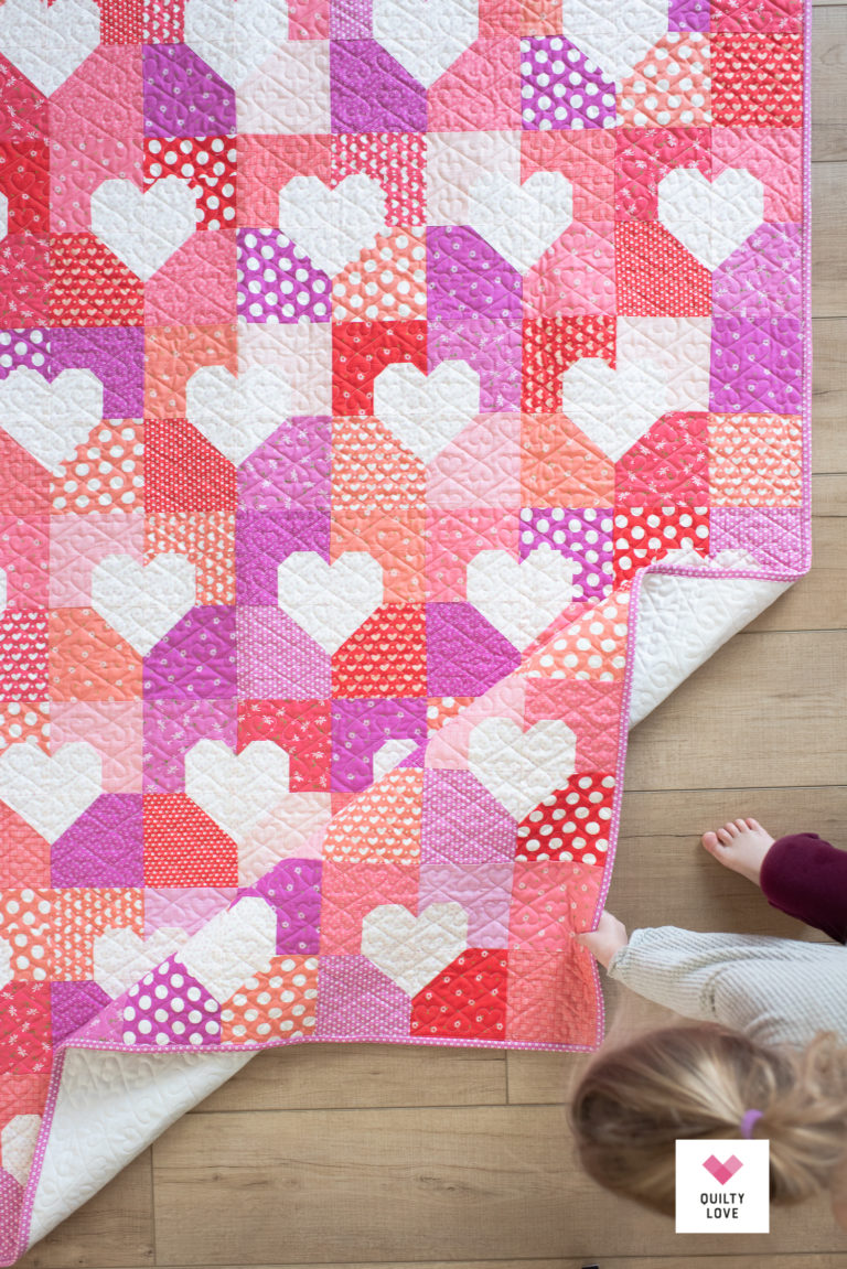 Patchwork Hearts Quilt Pattern Scrappy heart quilt Quilty Love