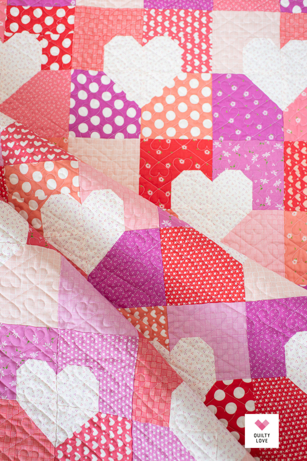 Patchwork Hearts Quilt Pattern Scrappy heart quilt Quilty Love