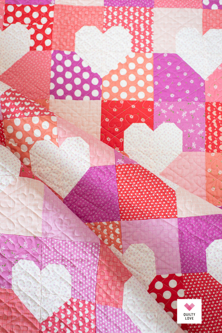 Patchwork Hearts Quilt Pattern Scrappy heart quilt Quilty Love