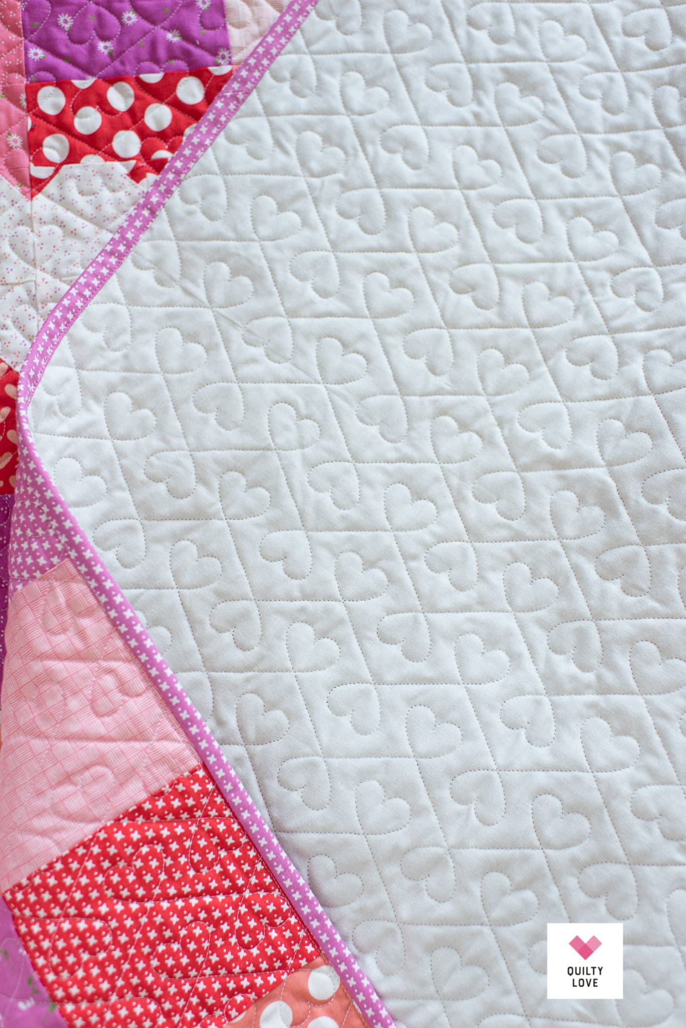 Patchwork Hearts Quilt Pattern - Scrappy heart quilt - Quilty Love