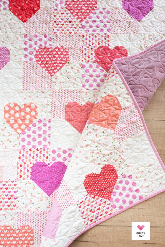 Baby Patchwork Hearts Quilt - Low volume scrappy heart quilt - Quilty Love