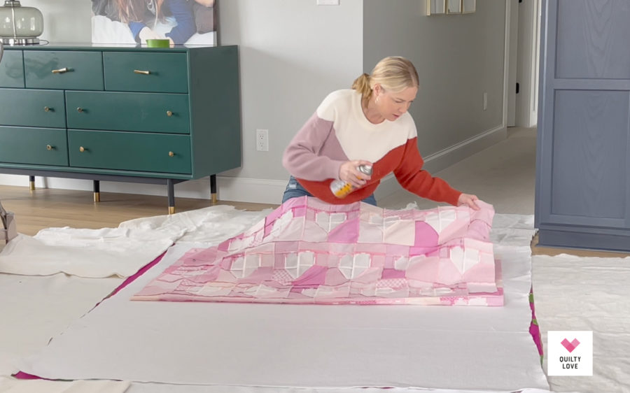 How to spray baste a quilt video tutorial included Quilty Love