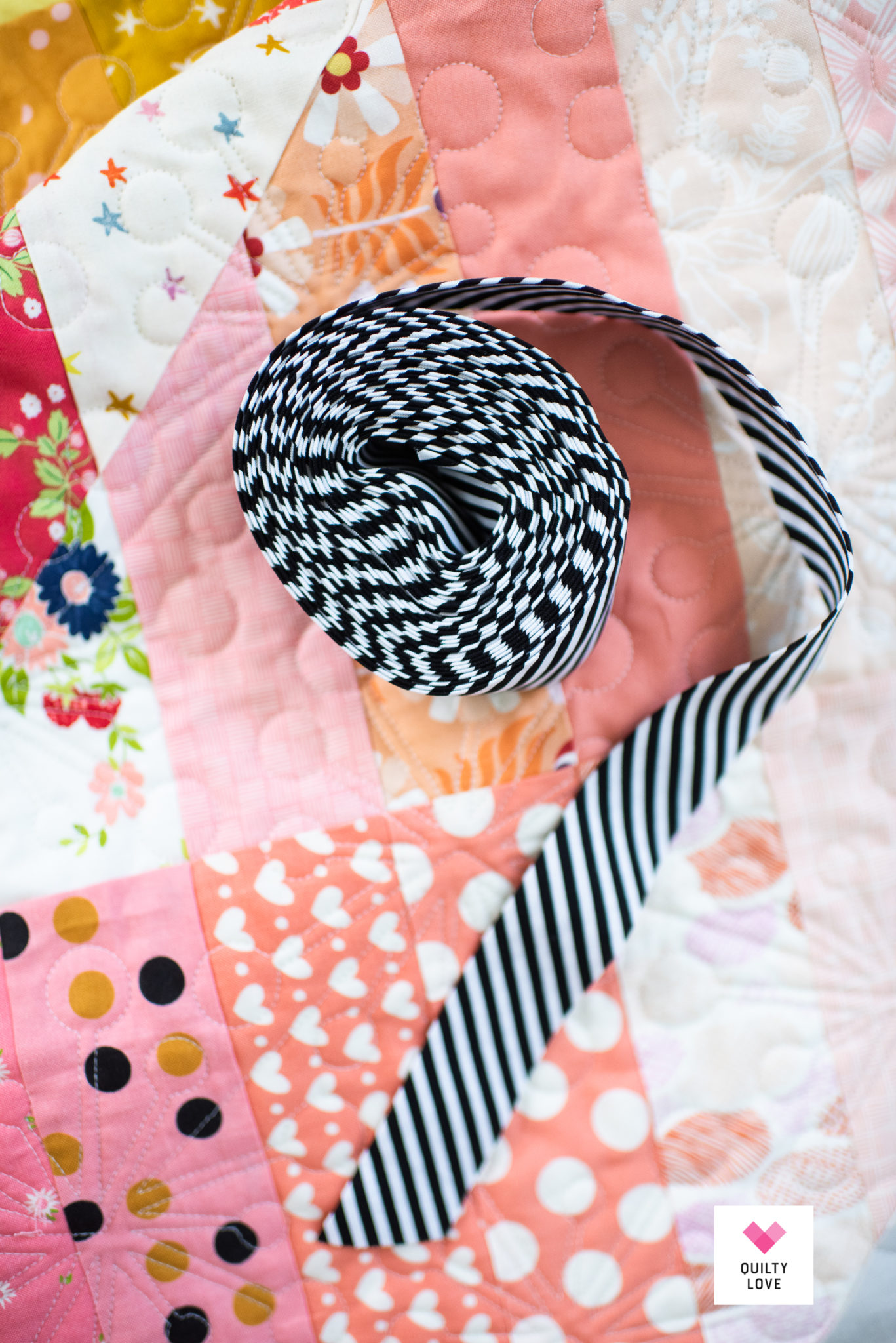 Scrappy Rainbow Happy Stripes quilt Quilty Love