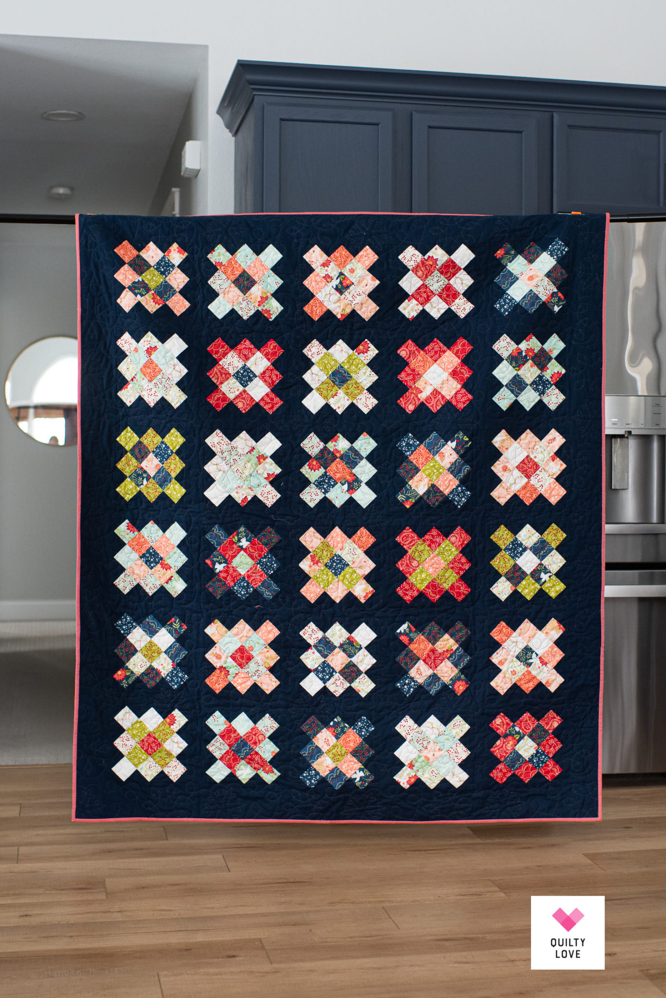 Free Pattern Scrappy Granny Squares quilt pattern Quilty Love