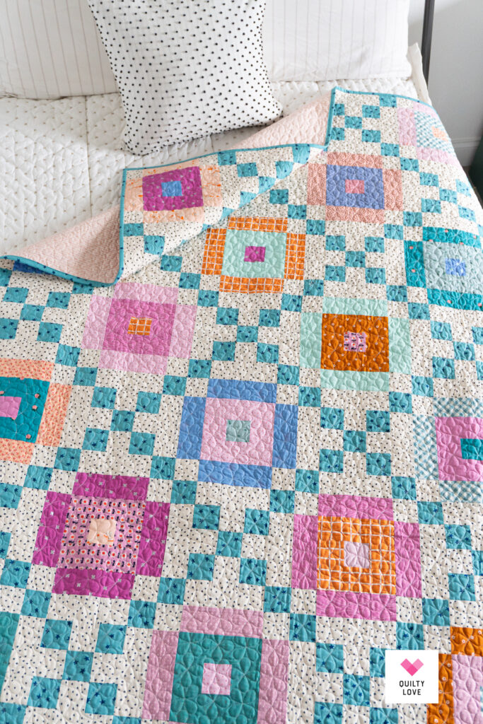 Lucky Links quilt on a full size bed.