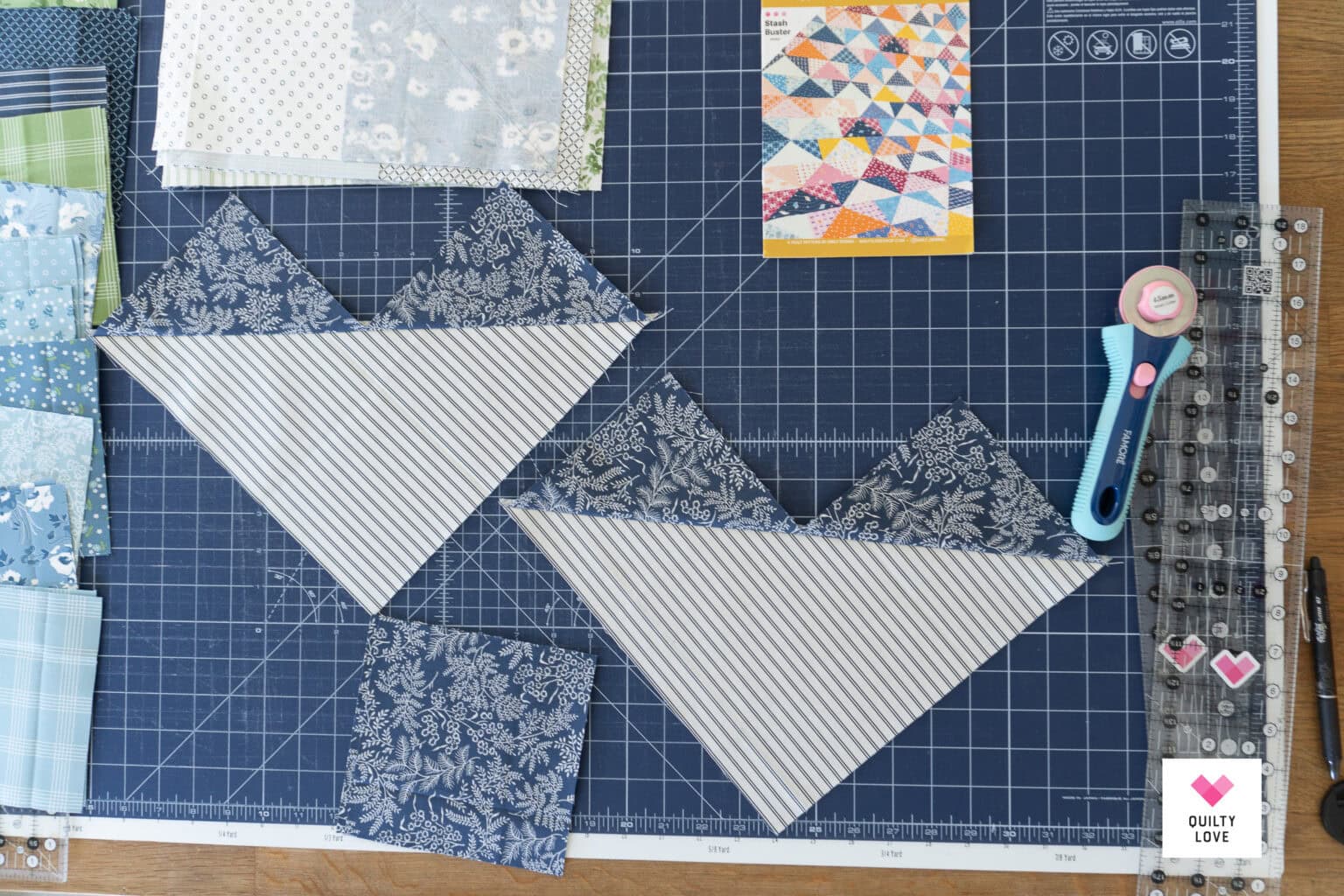 Flying Goose Pathwork Nantucket Summer Fabric Flying Geese Patchwork Quilt – Quilty Love ...