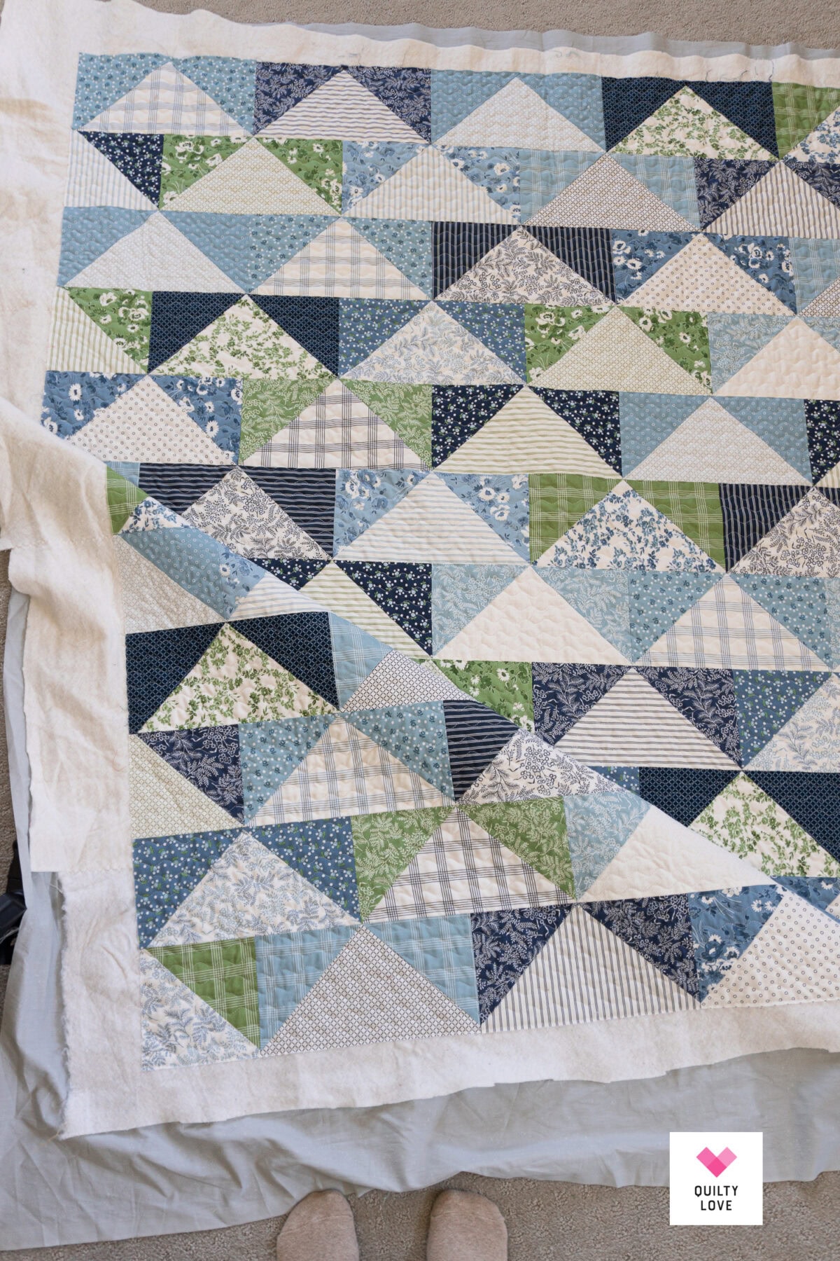 Flying Goose Pathwork Nantucket Summer Fabric Flying Geese Patchwork Quilt – Quilty Love ...