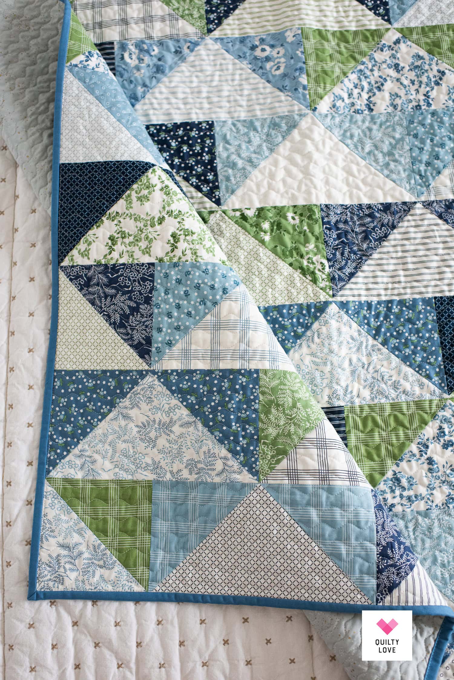 Flying Goose Pathwork Nantucket Summer Fabric Flying Geese Patchwork Quilt – Quilty Love ...