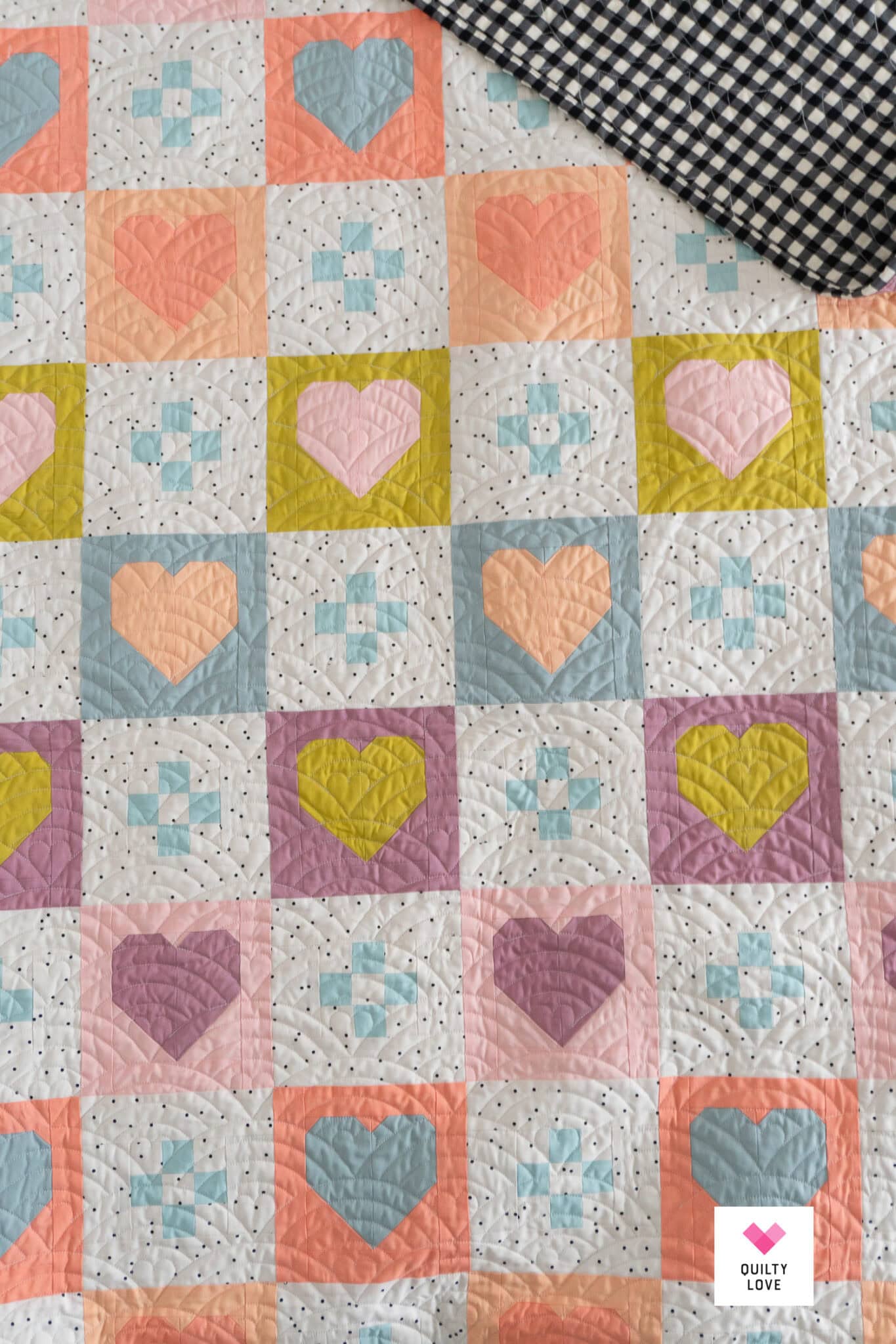 Cozy Checkered Hearts - a new modern heart quilt - Quilty Love