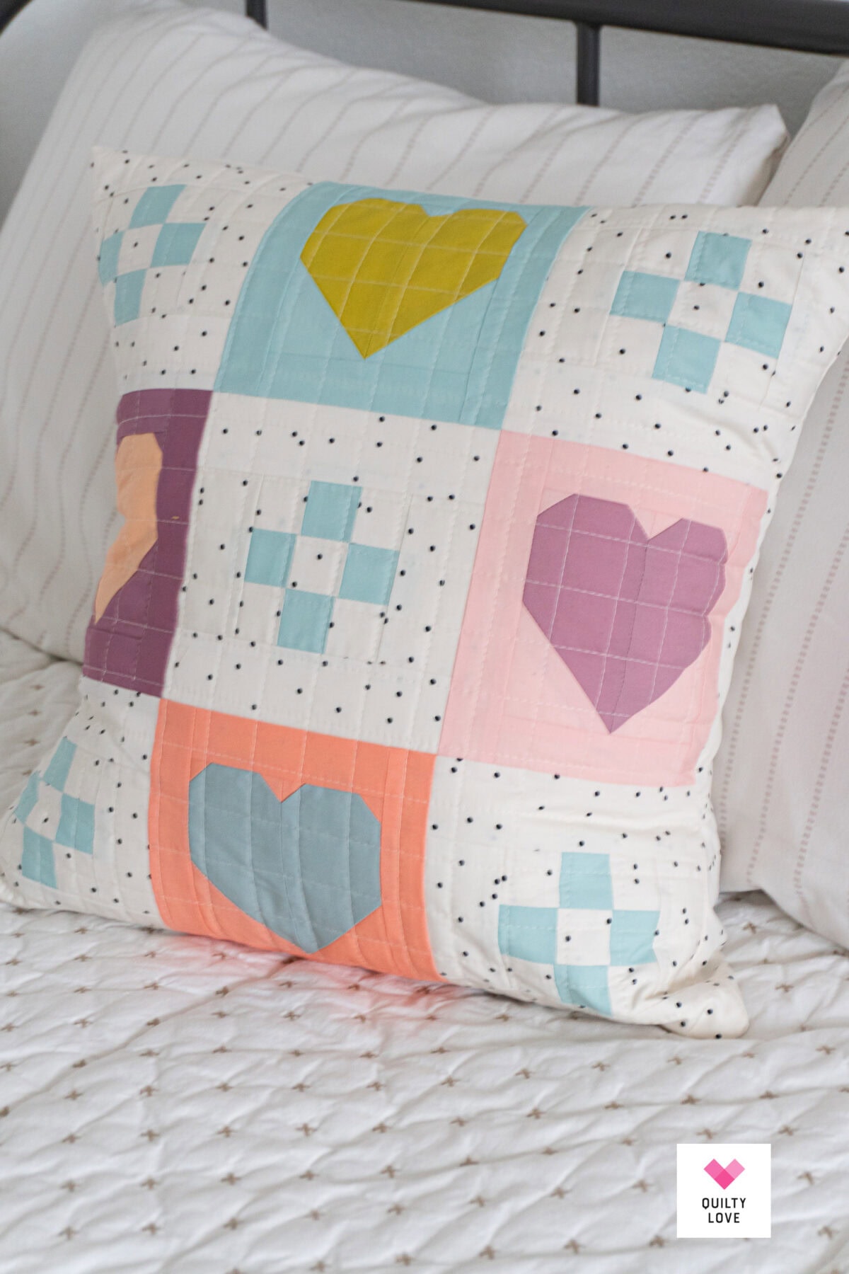 Cozy Checkered Hearts - a new modern heart quilt - Quilty Love